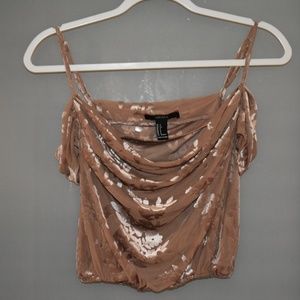 F21 cropped top with velvet accents